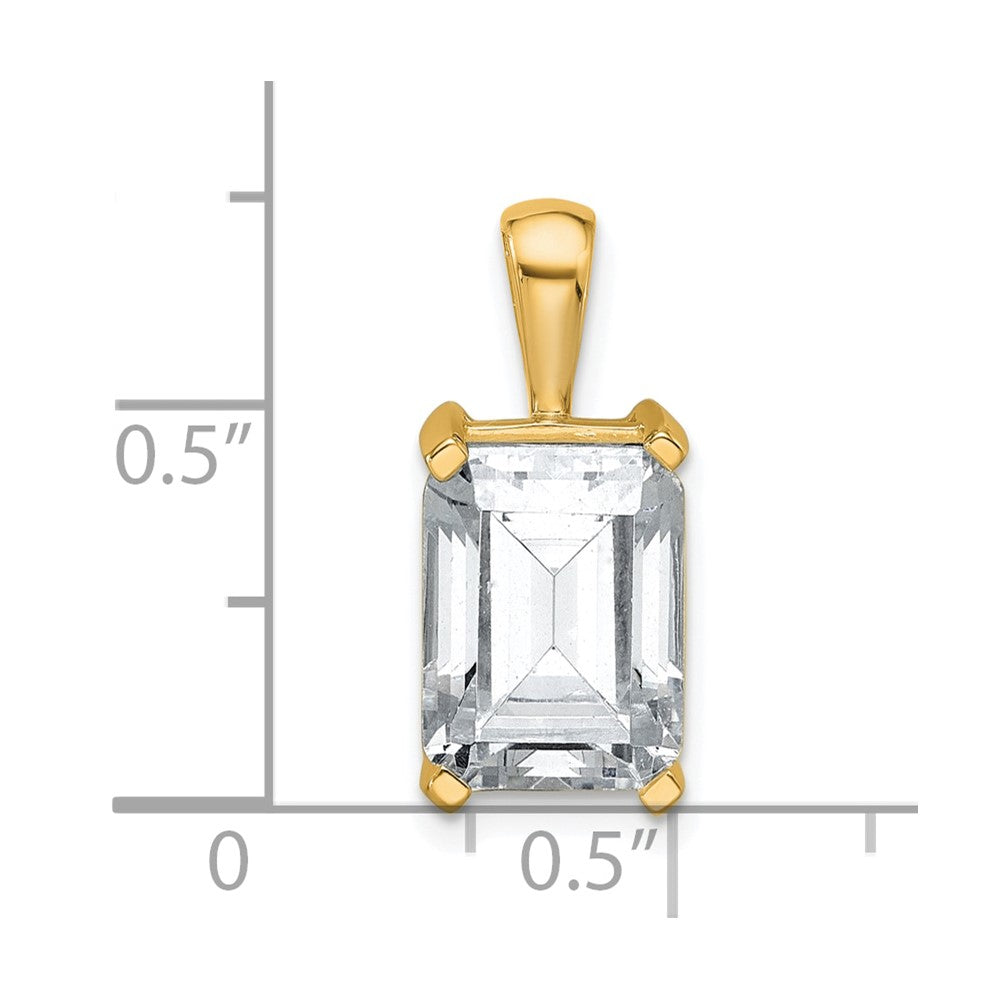 14 K Gelbgold Anhänger mit 4 ct. zertifiziertem, im Labor gezüchtetem Diamant VS/SI+ G+ im Emerald-Schliff, Vier-Krappen-Fassung
