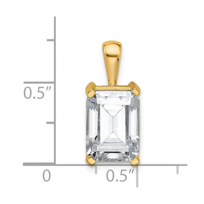 14K Gelbgold Anhänger mit 4 ct. im Smaragdschliff gezüchtetem Diamanten VS/SI+ G+ in Vierkrappenfassung