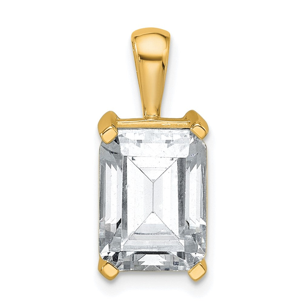 14 K Gelbgold Anhänger mit 4 ct. zertifiziertem, im Labor gezüchtetem Diamant VS/SI+ G+ im Emerald-Schliff, Vier-Krappen-Fassung