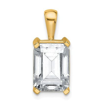 14 K Gelbgold Anhänger mit 4 ct. zertifiziertem, im Labor gezüchtetem Diamant VS/SI+ G+ im Emerald-Schliff, Vier-Krappen-Fassung