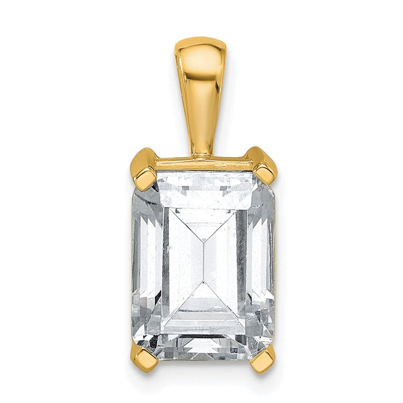 14K Gelbgold Anhänger mit 4 ct. im Smaragdschliff gezüchtetem Diamanten VS/SI+ G+ in Vierkrappenfassung