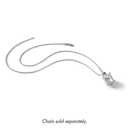 14k Weißgold 4 ct. Certified Lab Grown Diamant VS/SI+ G+ Emerald Complete Four Prong Pendant