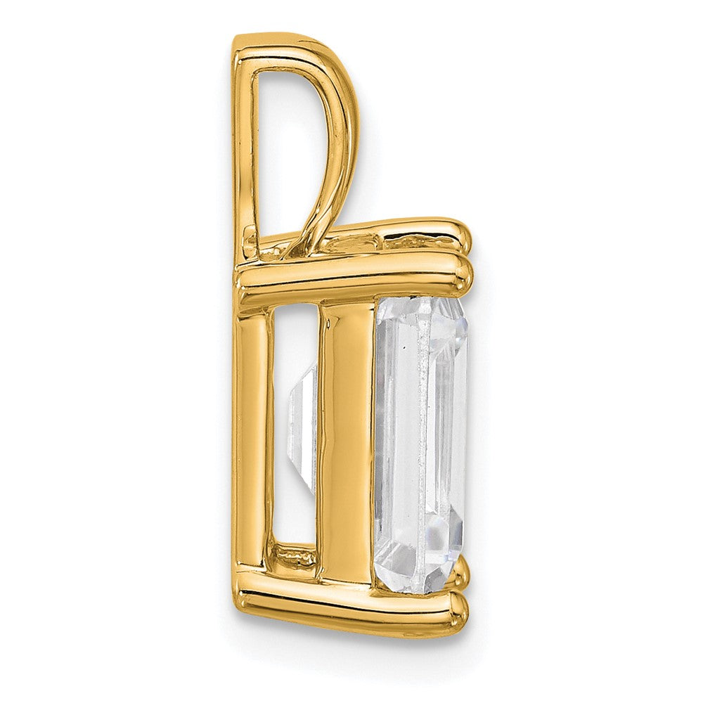 14K Gelbgold Anhänger mit 5 ct. im Labor gezüchtetem Diamant VS/SI+ G+ im Smaragdschliff, Komplettfassung mit Vierzackenfassung