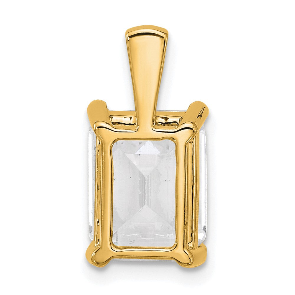 14K Gelbgold Anhänger mit 5 ct. im Labor gezüchtetem Diamant VS/SI+ G+ im Smaragdschliff, Komplettfassung mit Vierzackenfassung