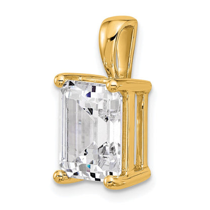 14K Gelbgold Anhänger mit 5 ct. im Labor gezüchtetem Diamant VS/SI+ G+ im Smaragdschliff, Komplettfassung mit Vierzackenfassung