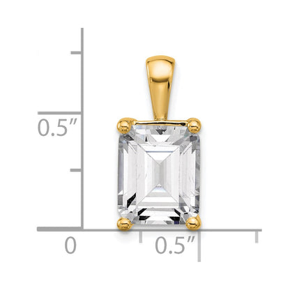14K Gelbgold Anhänger mit 5 ct. im Labor gezüchtetem Diamant VS/SI+ G+ im Smaragdschliff, Komplettfassung mit Vierzackenfassung