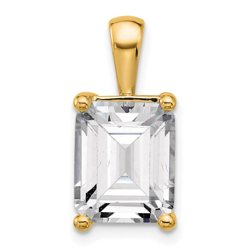 14K Gelbgold Anhänger mit 5 ct. im Labor gezüchtetem Diamant VS/SI+ G+ im Smaragdschliff, Komplettfassung mit Vierzackenfassung