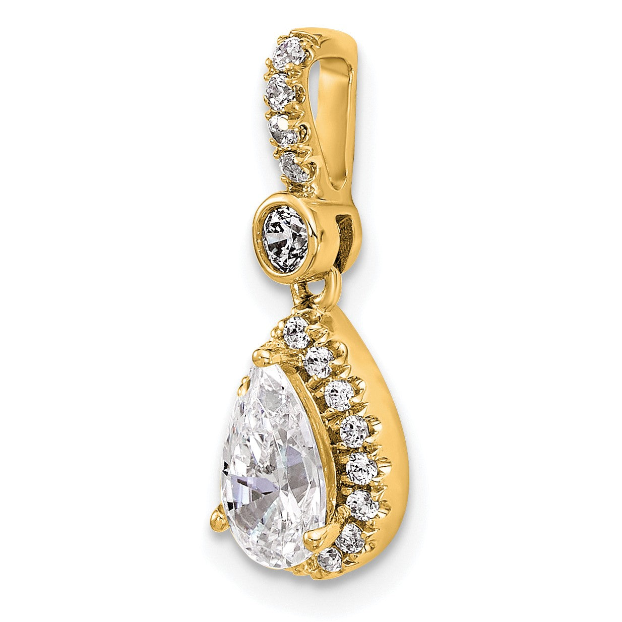 14K Gelbgold 1 Karat Im Labor Gezüchtet Diamant Vs+ F+ Tropfen Komplett Heiligenschein Anhänger
