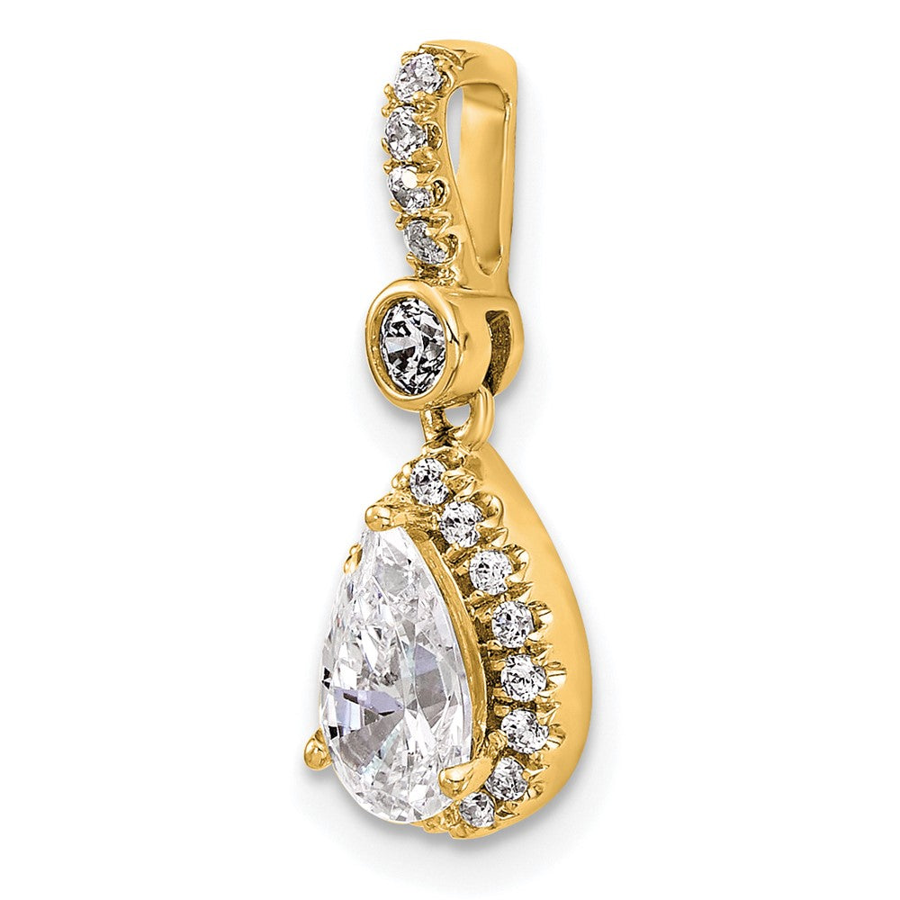 14K Gelbgold 1 Karat Im Labor Gezüchtet Diamant Vs+ F+ Tropfen Komplett Heiligenschein Anhänger