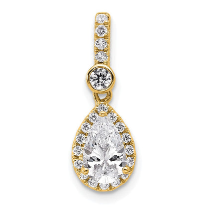 14K Gelbgold 1 Karat Im Labor Gezüchtet Diamant Vs+ F+ Tropfen Komplett Heiligenschein Anhänger