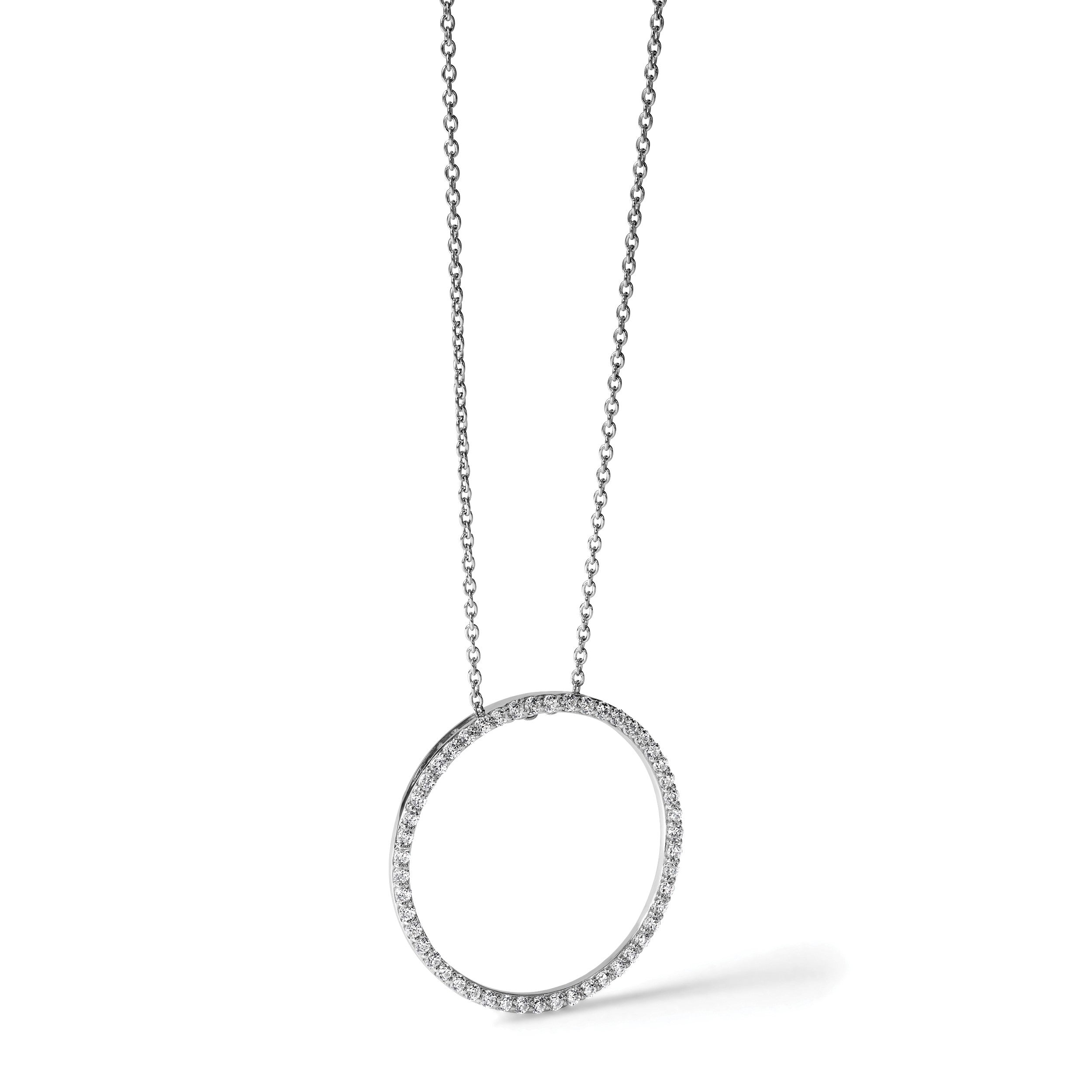 14K Weißgold 1,5 ct. Laborgezüchteter Diamant VS/SI+ G+ Kreiskette Gleitanhänger