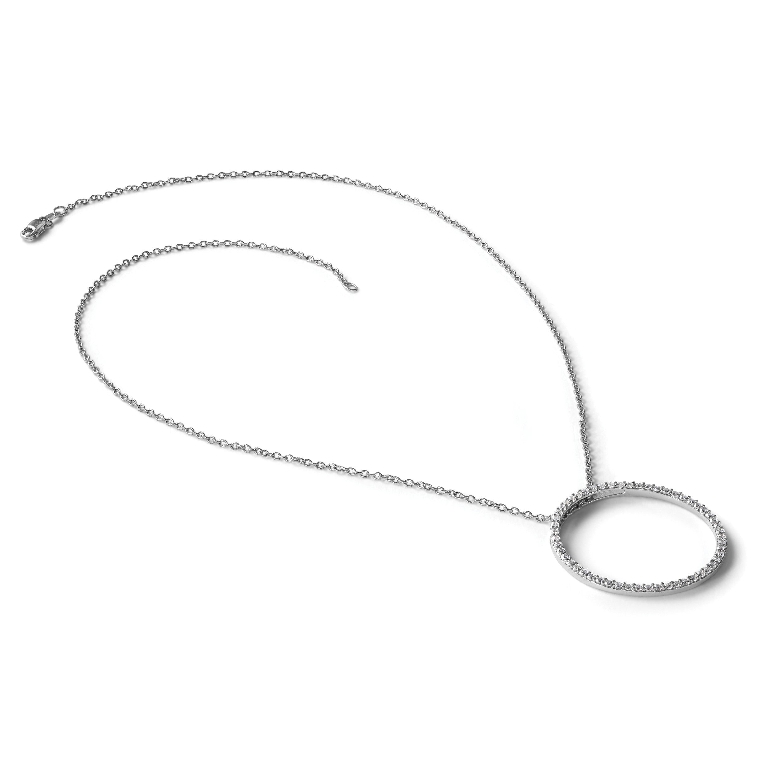 14K Weißgold 2 ct. Labor gezüchteter Diamant VS/SI+ G+ Kreis-Kettenanhänger zum Aufschieben