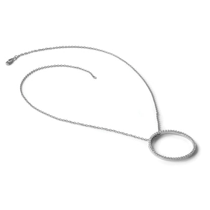 14K Weißgold 2 ct. Labor gezüchteter Diamant VS/SI+ G+ Kreis-Kettenanhänger zum Aufschieben