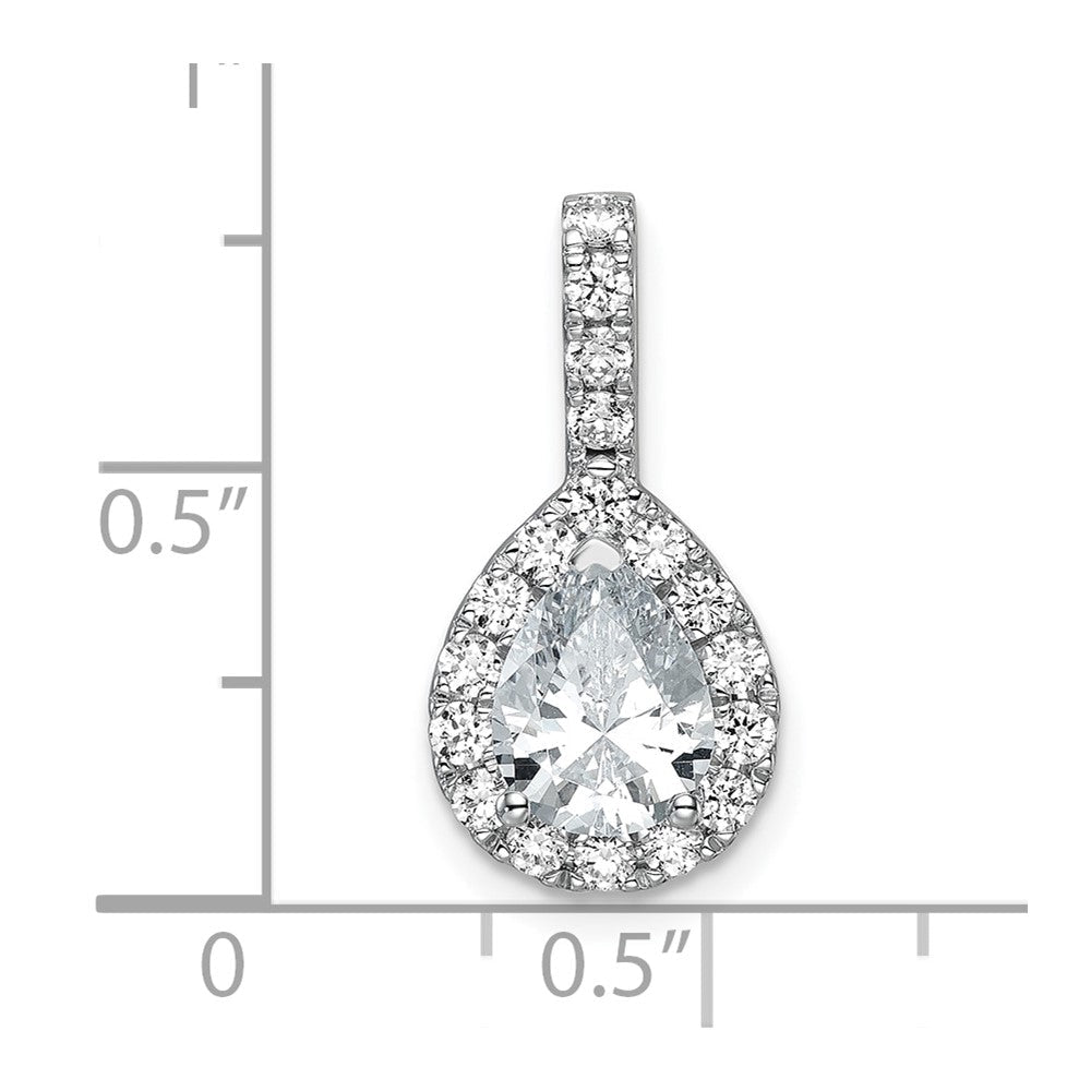 14K Weißgold Tropfen-Halo-Halbfassungsanhänger mit Labordiamant VS/SI FGH