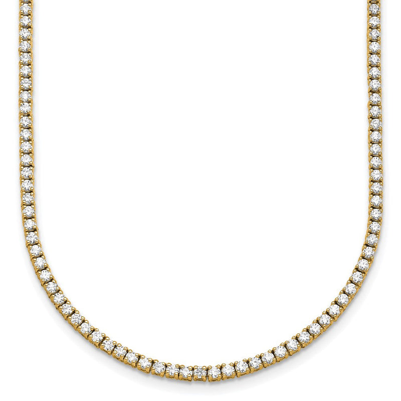 14K Gelbgold 5 1/2 Karat Im Labor Gezüchtet Diamant Vs+ F+ Komplett Rund Gerade Tennis Halskette
