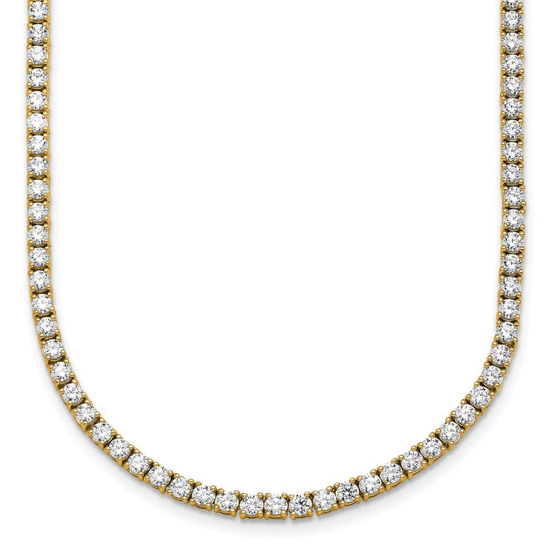14K Gelbgold 11 Karat Im Labor Gezüchtet Diamant Vs+ F+ Komplett Rund Gerade Tennis Halskette