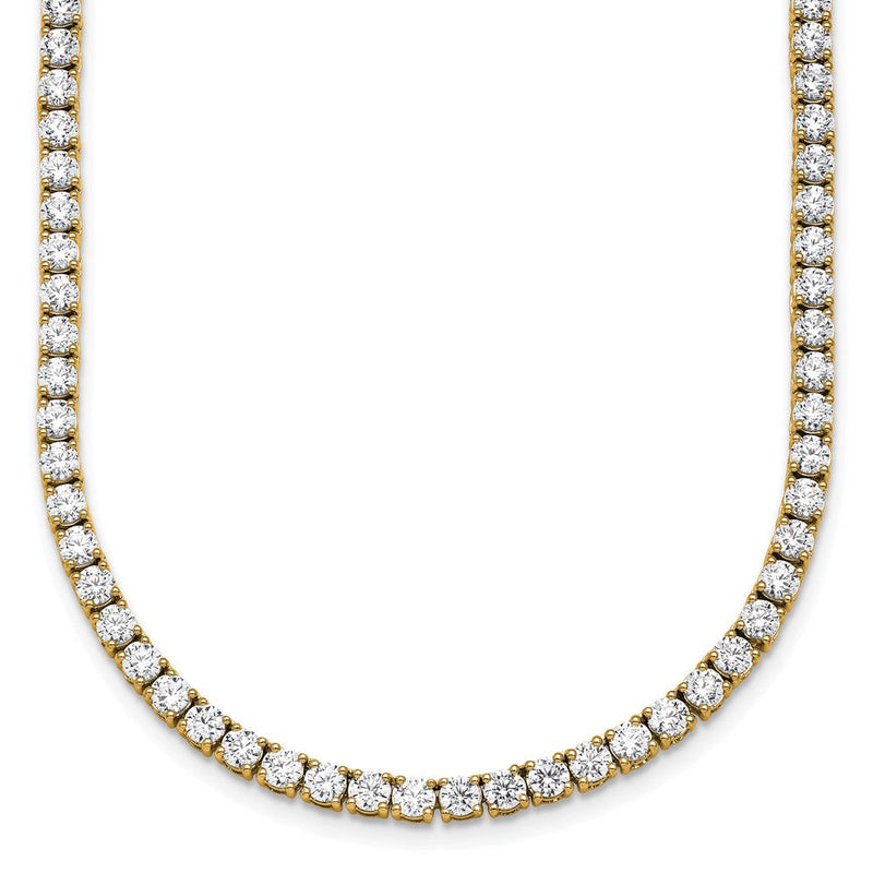 14K Gelbgold 13 1/2 Karat Im Labor Gezüchtet Diamant Vs+ F+ Komplett Rund 18 Zoll Gerade Tennis Halskette