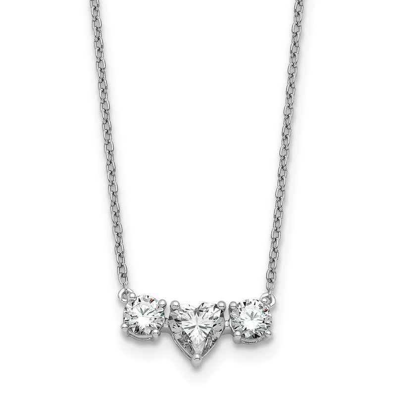 14K Weißgold 1 3/8 Ct. Im Labor Gezüchtet Diamant Vs/si+ G+ 16 Zoll Dreistein Herz Mittig Halskette