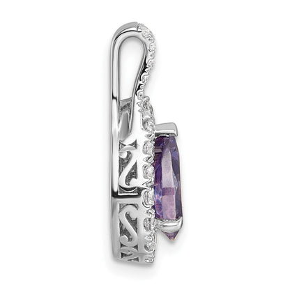 14K Weißgold 14KW Diamant (Labor gezüchtet) VS/SI FGH und Amethyst Birnen-Anhänger