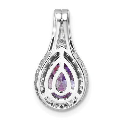 14K Weißgold 14KW Diamant (Labor gezüchtet) VS/SI FGH und Amethyst Birnen-Anhänger