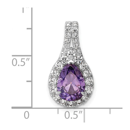 14K Weißgold 14KW Diamant (Labor gezüchtet) VS/SI FGH und Amethyst Birnen-Anhänger