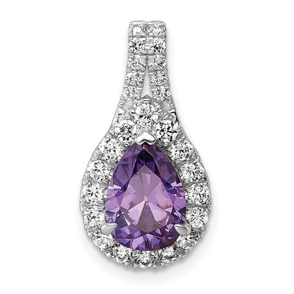 14K Weißgold 14KW Diamant (Labor gezüchtet) VS/SI FGH und Amethyst Birnen-Anhänger