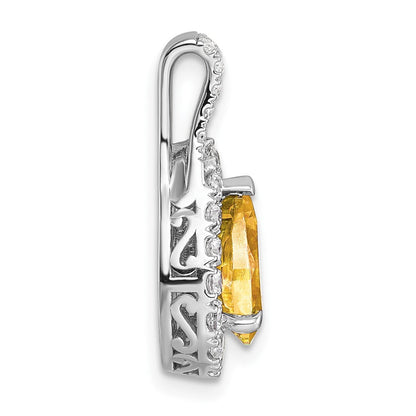 14 K Weißgold Anhänger mit im Labor gezüchteten Diamanten VS/SI FGH und Citrin im Birnenschliff