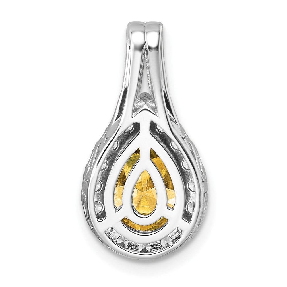14 K Weißgold Anhänger mit im Labor gezüchteten Diamanten VS/SI FGH und Citrin im Birnenschliff
