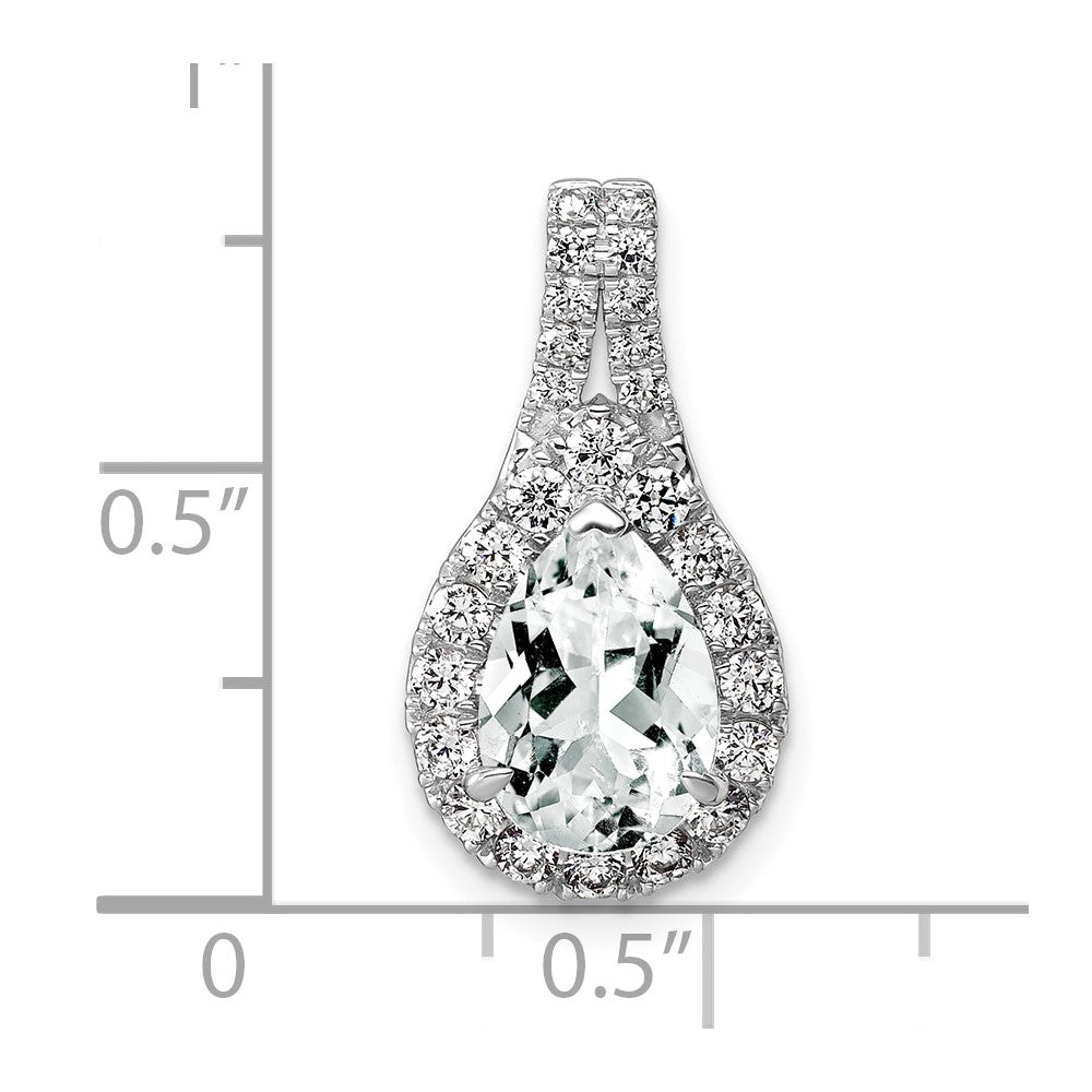 14K Weißgold Anhänger mit Birnenschliff, im Labor gezüchteten Diamanten VS/SI FGH und synthetischem weißen Saphir