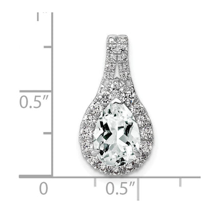 14K Weißgold Anhänger mit Birnenschliff, im Labor gezüchteten Diamanten VS/SI FGH und synthetischem weißen Saphir