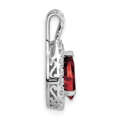 14K Weißgold Anhänger mit birnenförmigem Labor-Diamant VS/SI FGH und Granat