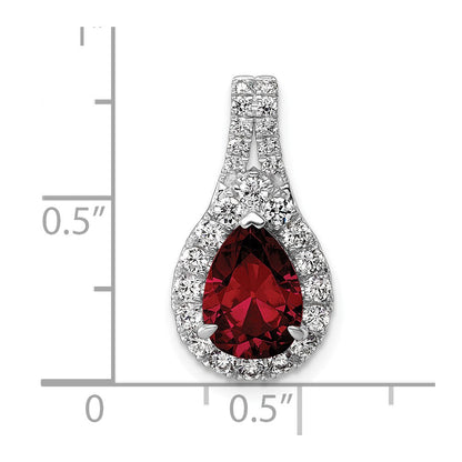 14K Weißgold Anhänger mit birnenförmigem Labor-Diamant VS/SI FGH und Granat