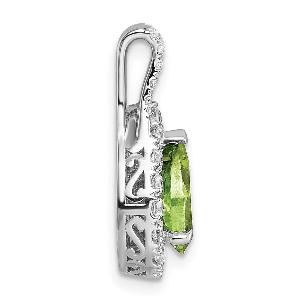 14K Weißgold Anhänger mit birnenförmigem, im Labor gezüchtetem Diamant VS/SI FGH und Peridot