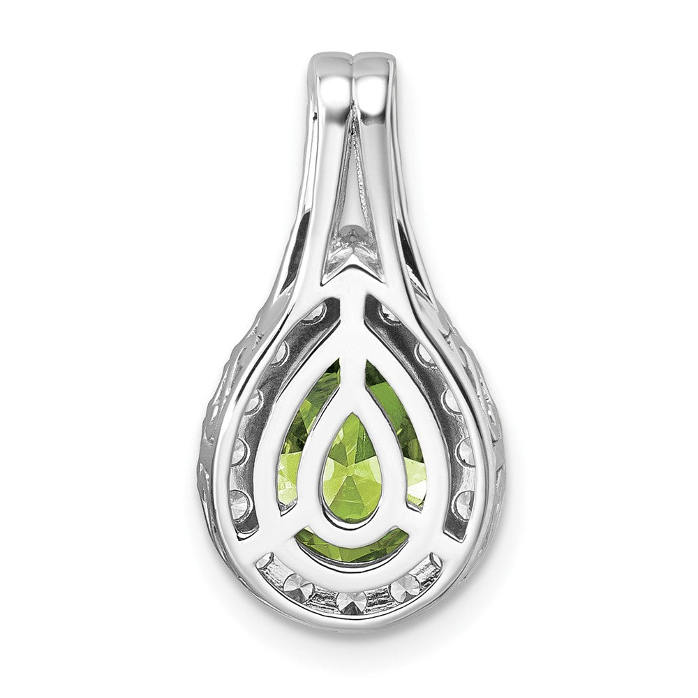 14K Weißgold Anhänger mit birnenförmigem, im Labor gezüchtetem Diamant VS/SI FGH und Peridot