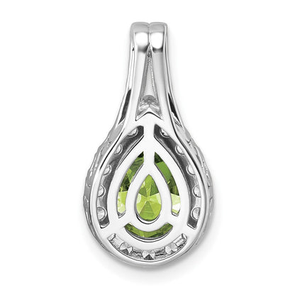 14K Weißgold Anhänger mit birnenförmigem, im Labor gezüchtetem Diamant VS/SI FGH und Peridot