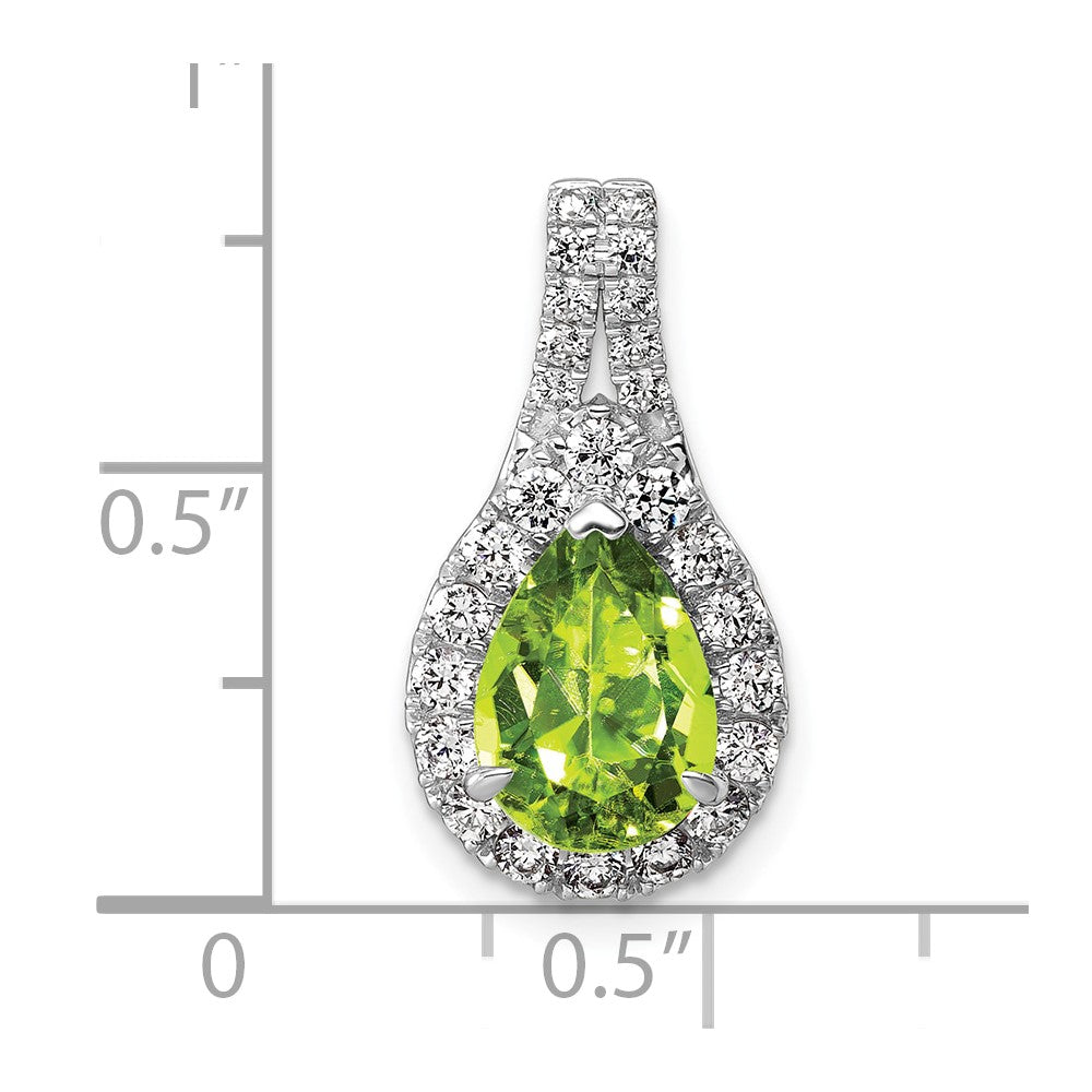 14K Weißgold Anhänger mit birnenförmigem, im Labor gezüchtetem Diamant VS/SI FGH und Peridot