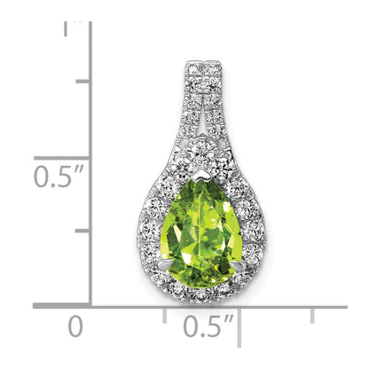 14K Weißgold Anhänger mit birnenförmigem, im Labor gezüchtetem Diamant VS/SI FGH und Peridot