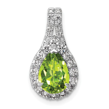 14K Weißgold Anhänger mit birnenförmigem, im Labor gezüchtetem Diamant VS/SI FGH und Peridot