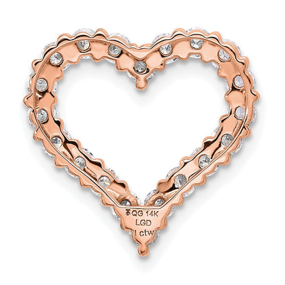 14K Roségold 1 ct. Laborgezüchteter Diamant VS/SI+ G+ Herz-Ketten-Gleitanhänger