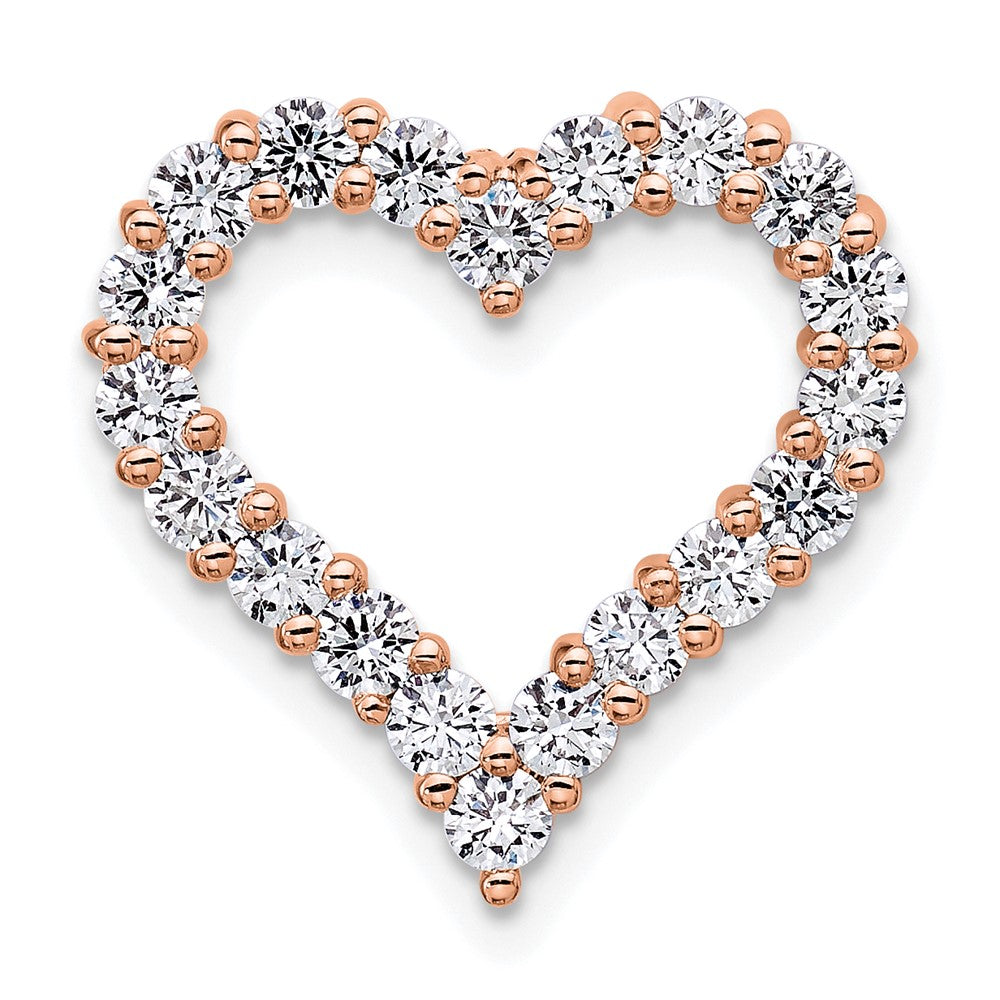 14K Roségold 1 ct. Laborgezüchteter Diamant VS/SI+ G+ Herz-Ketten-Gleitanhänger