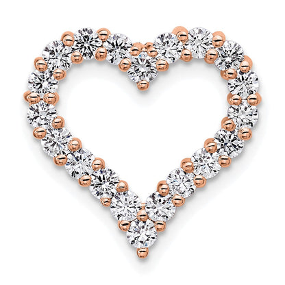 14K Roségold 1 ct. Laborgezüchteter Diamant VS/SI+ G+ Herz-Ketten-Gleitanhänger