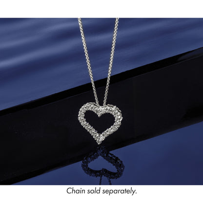 14K Weißgold Herz-Ketten-Gleitanhänger mit 1 ct. Labor-gezüchtetem Diamant VS/SI+ G+