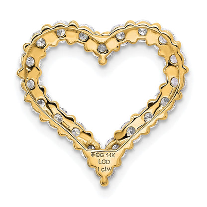 14K Gelbgold 1 ct. Laborgezüchteter Diamant VS/SI+ G+ Herz-Ketten-Gleitanhänger
