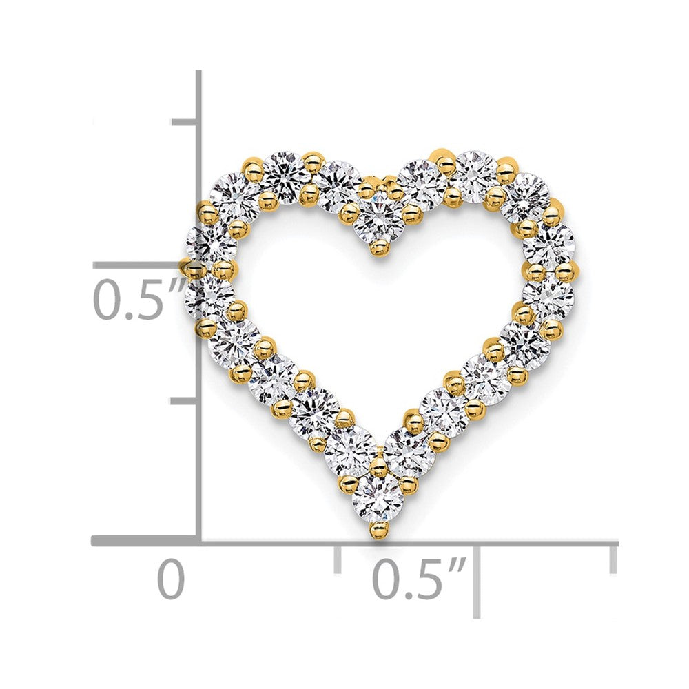 14K Gelbgold 1 ct. Laborgezüchteter Diamant VS/SI+ G+ Herz-Ketten-Gleitanhänger