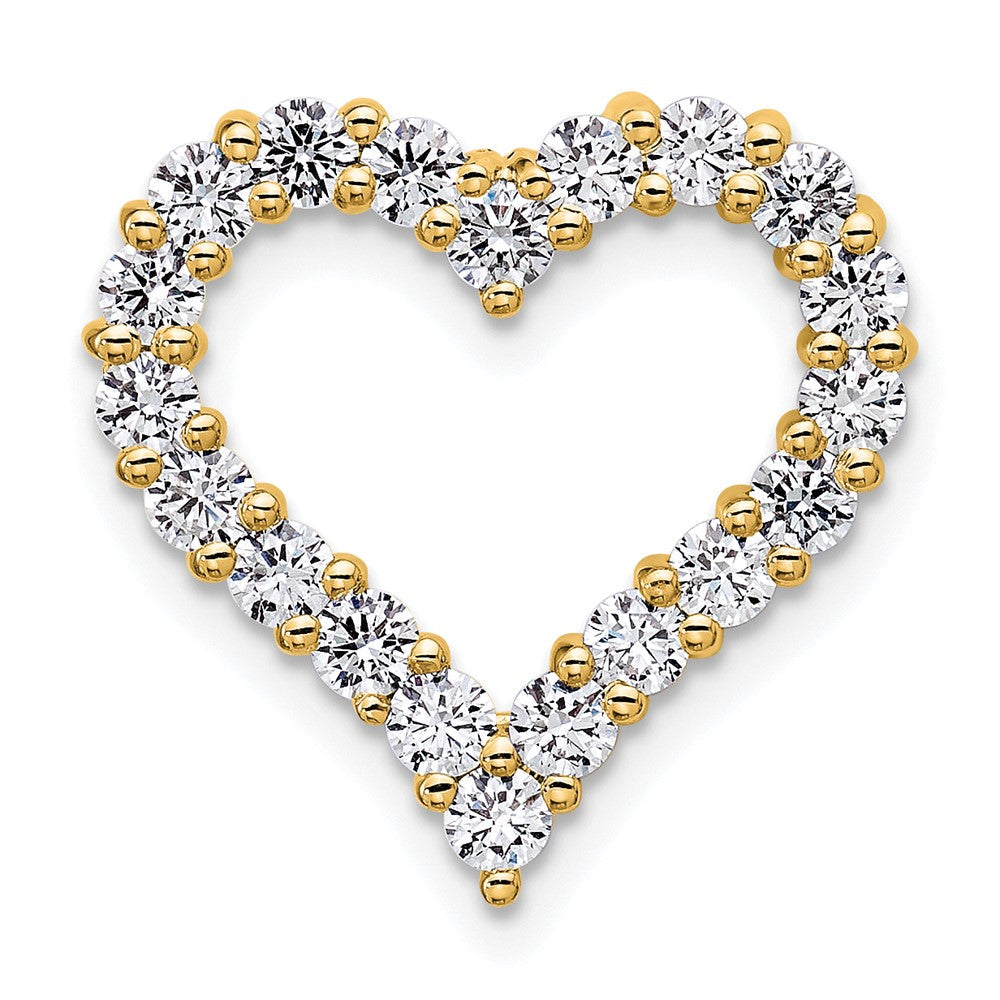 14K Gelbgold 1 ct. Laborgezüchteter Diamant VS/SI+ G+ Herz-Ketten-Gleitanhänger