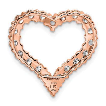 14K Roségold 1,5 ct. Labordiamant VS/SI+ G+ Herz-Kettengleitanhänger