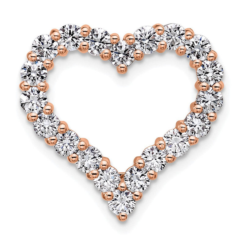14K Roségold 1,5 ct. Labordiamant VS/SI+ G+ Herz-Kettengleitanhänger