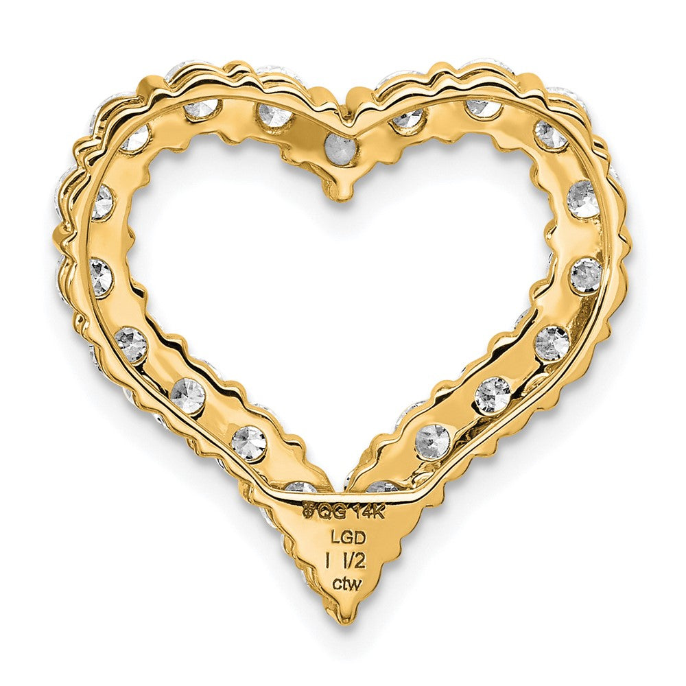 14K Gelbgold 1,5 ct. Laborgezüchteter Diamant VS/SI+ G+ Herz-Ketten-Gleitanhänger
