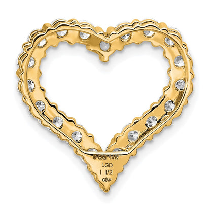 14K Gelbgold 1,5 ct. Laborgezüchteter Diamant VS/SI+ G+ Herz-Ketten-Gleitanhänger