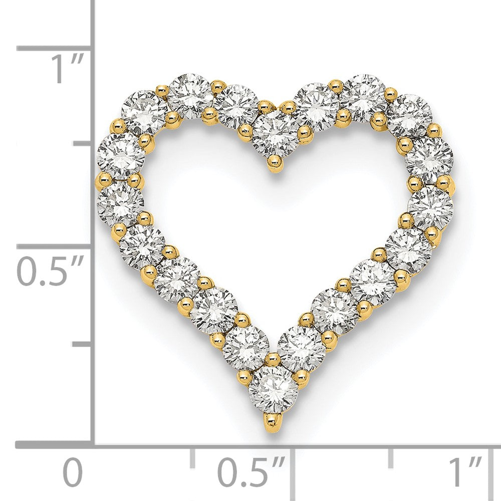 14K Gelbgold Kettenanhänger zum Aufschieben mit 2 ct. im Labor gezüchteten Diamanten VS/SI+ G+, Herzform